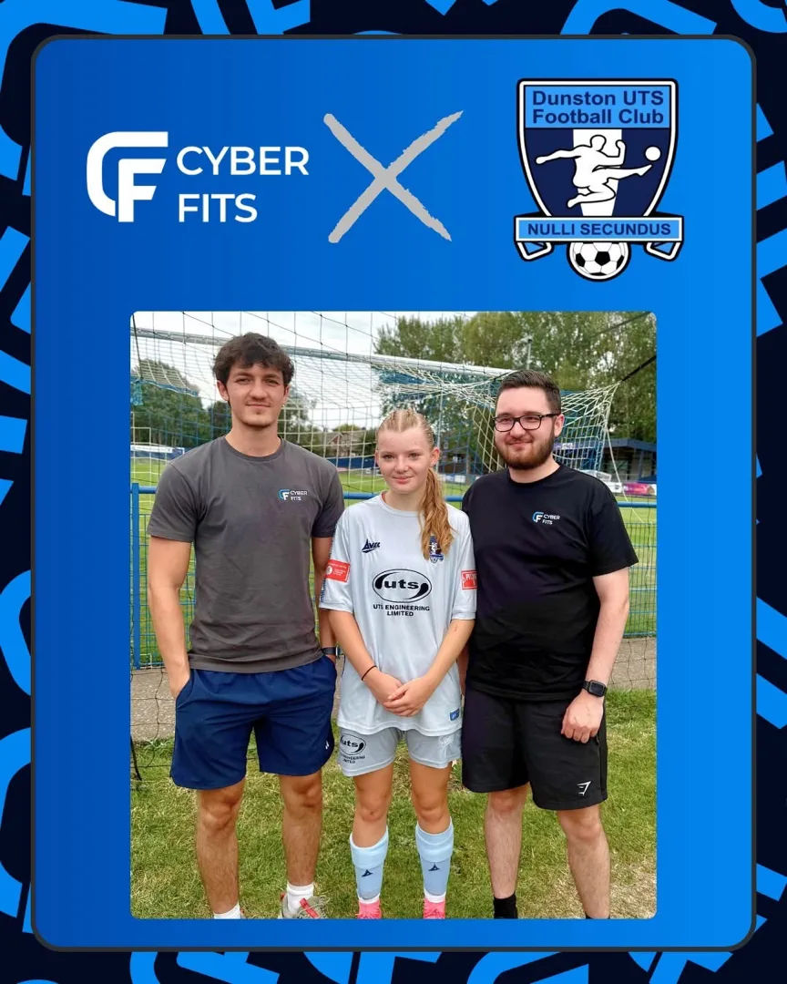 Matt and Isaac from Cyber Fits with Ella at Dunston UTS Football Club
