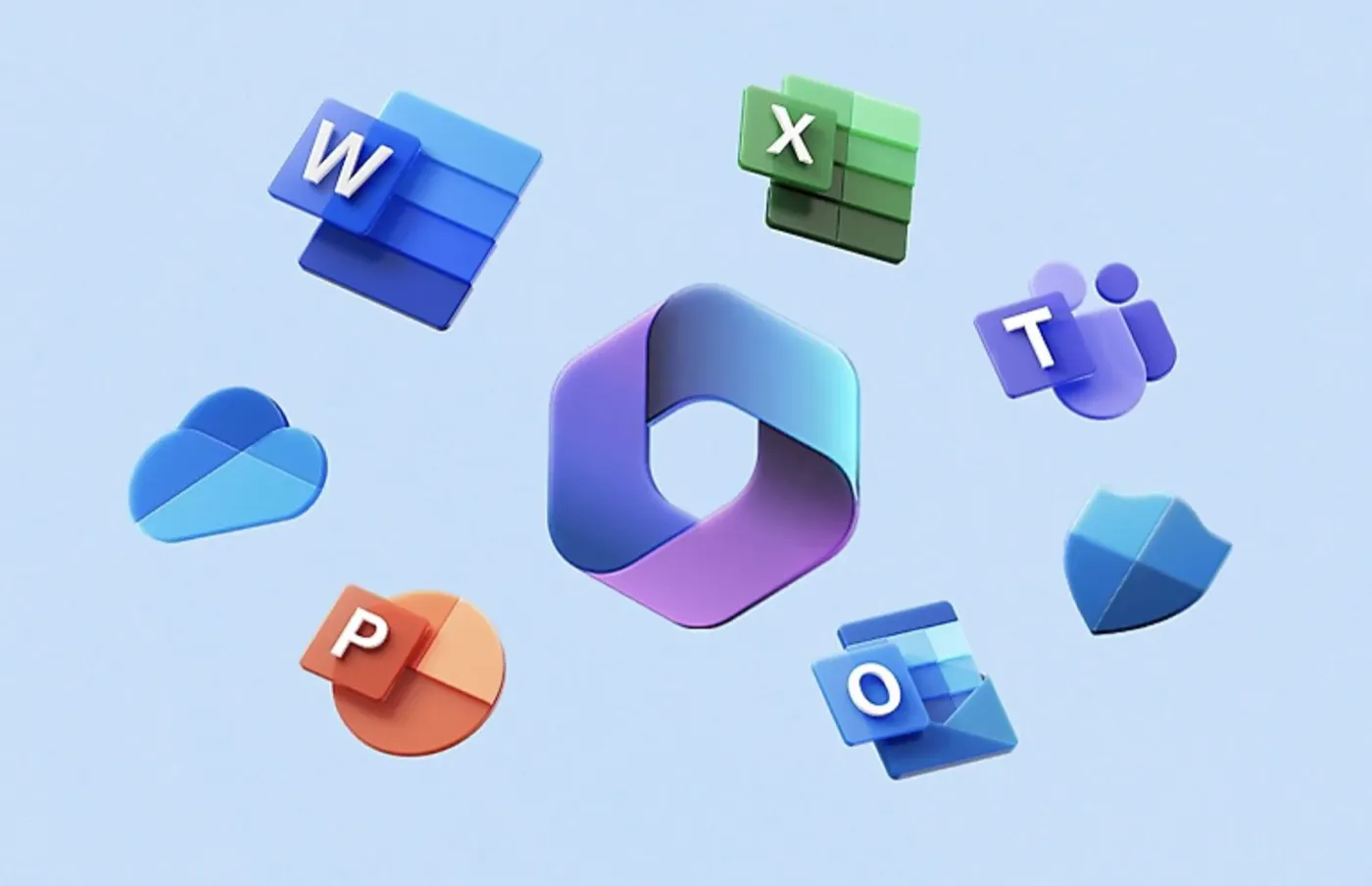 The Microsoft 365 app icons, including Outlook, Teams, Word and Excel